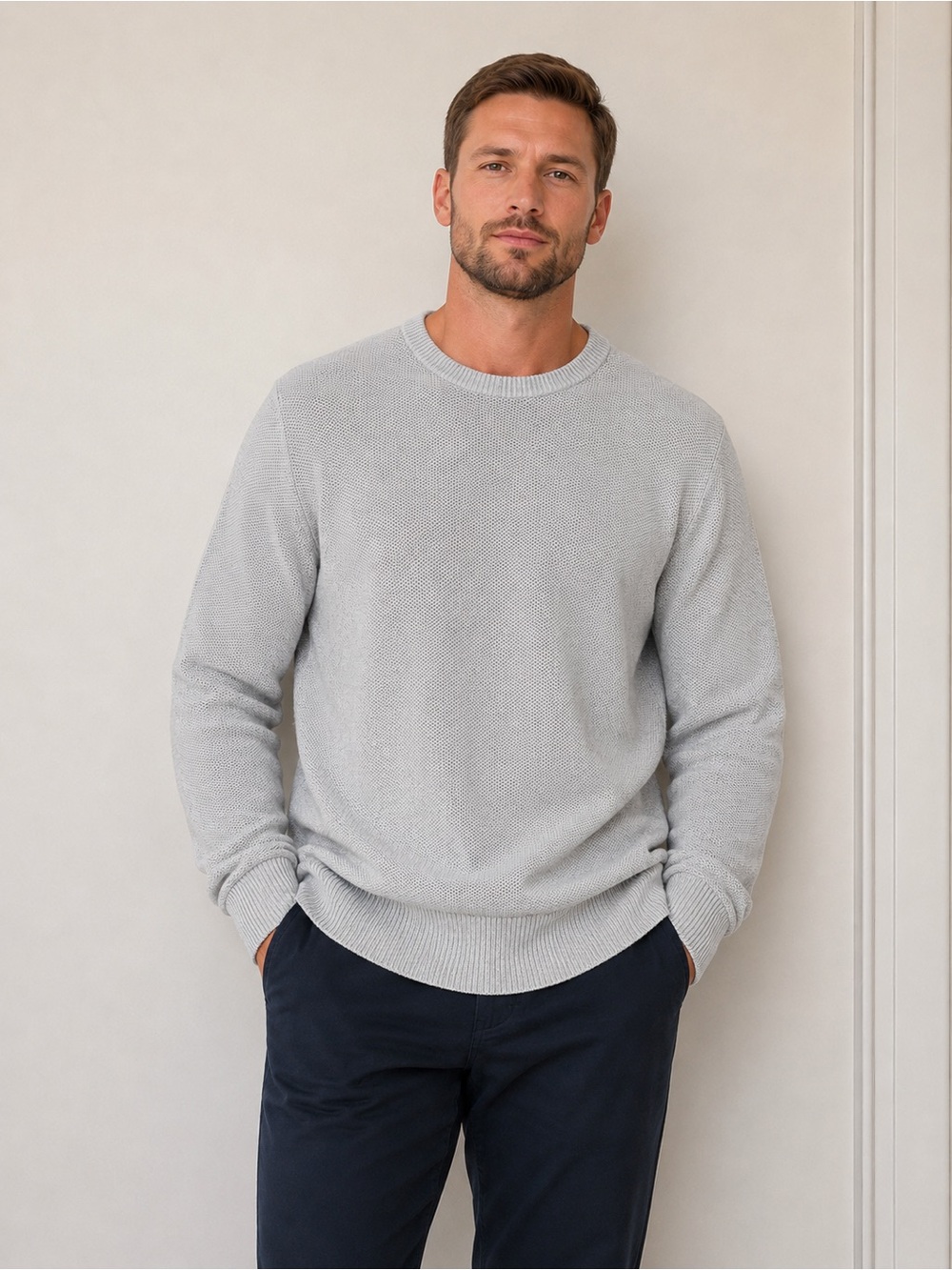 J. Crew Cotton Silk Men's Heather Gray Crewneck Sweater